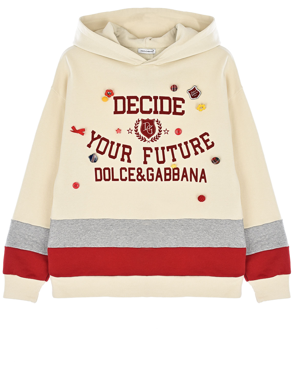 Толстовка-худи с принтом "Decide your future" Dolce&Gabbana детская, размер 140, цвет белый - фото 1