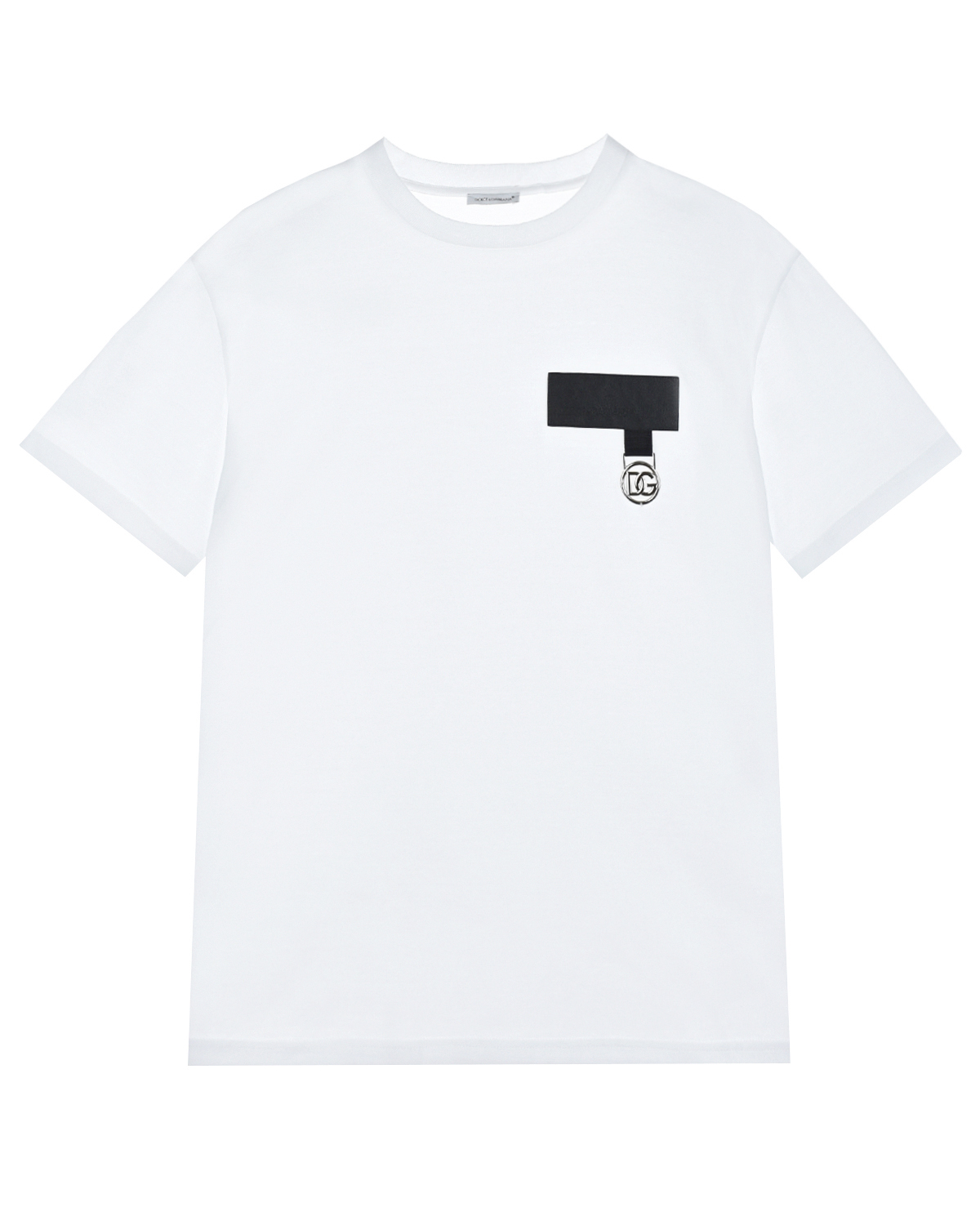 Белая футболка с черным патчем Dolce&Gabbana детская, размер 140, цвет белый - фото 1
