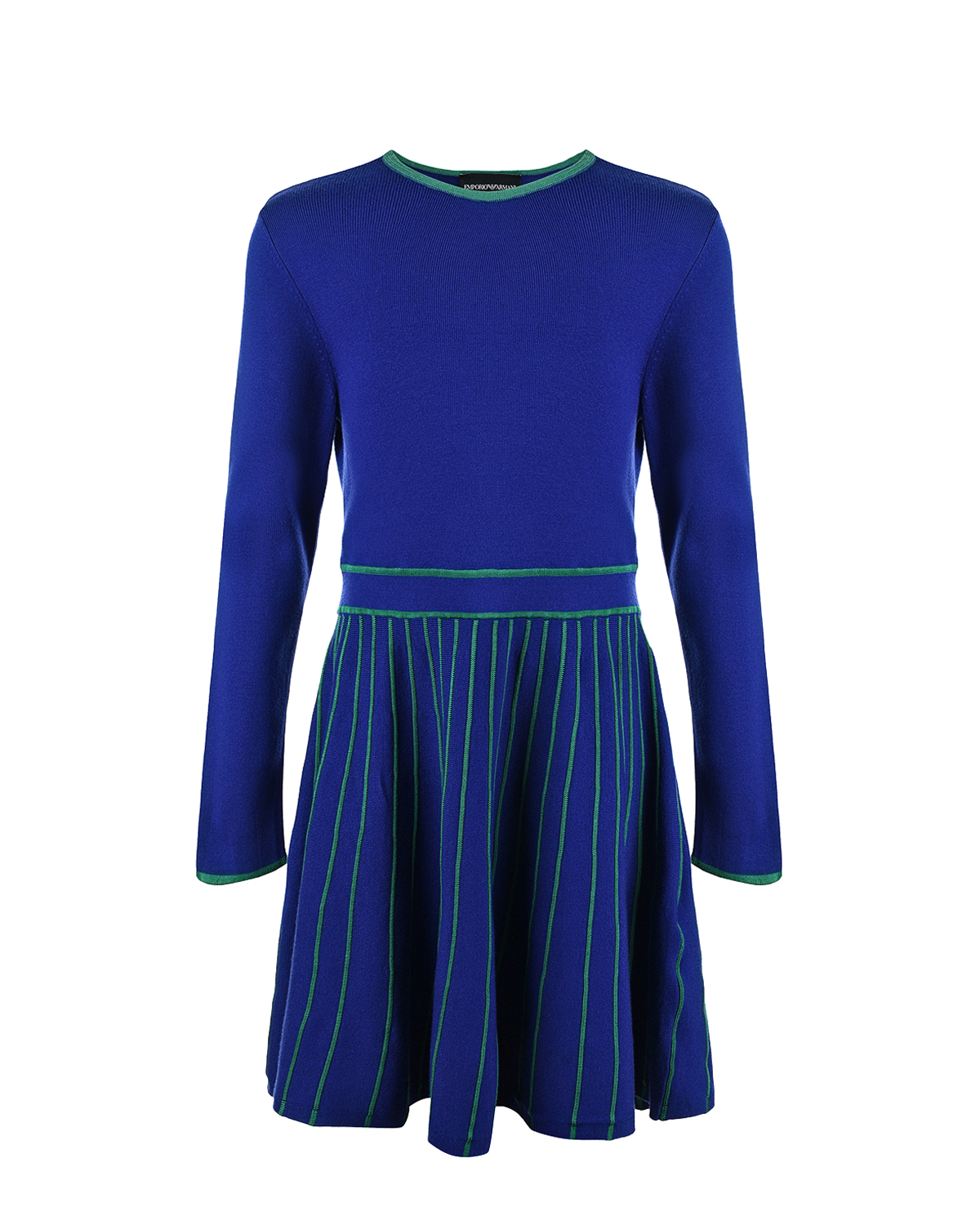Синее платье с зеленой окантовкой Emporio Armani детское, размер 152, цвет синий - фото 1