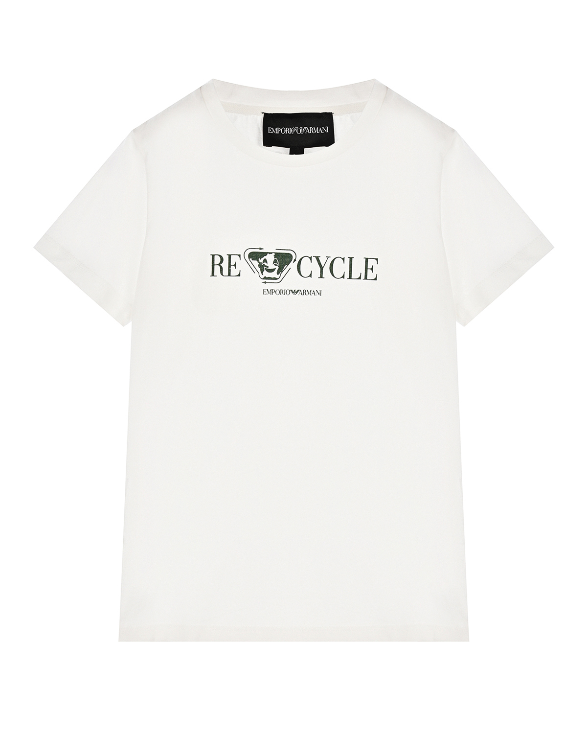 Белая футболка с принтом "recycle" Emporio Armani детская, размер 116, цвет белый - фото 1