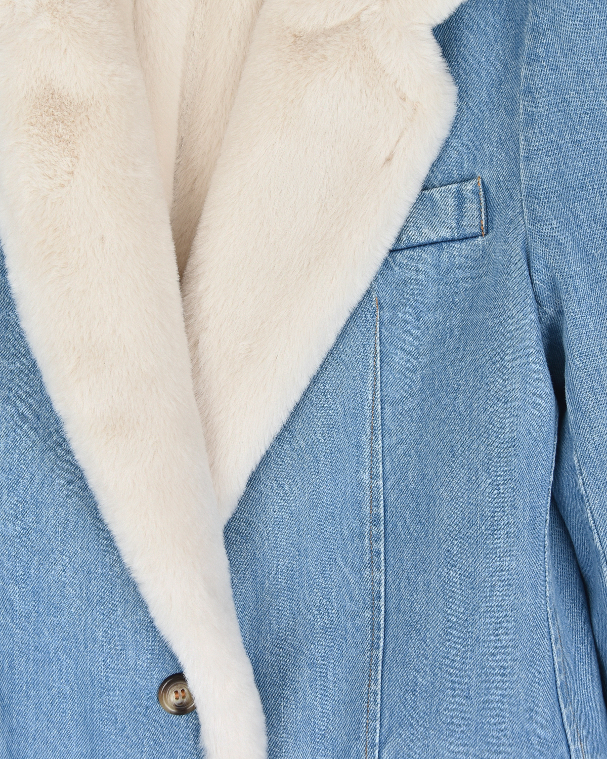 Джинсовая куртка с эко-мехом Forte dei Marmi Couture, размер 40, цвет голубой - фото 7