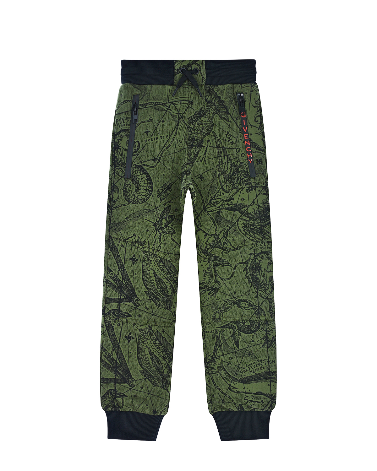 Зеленые спортивные брюки с принтом Givenchy детские, размер 116, цвет зеленый - фото 1
