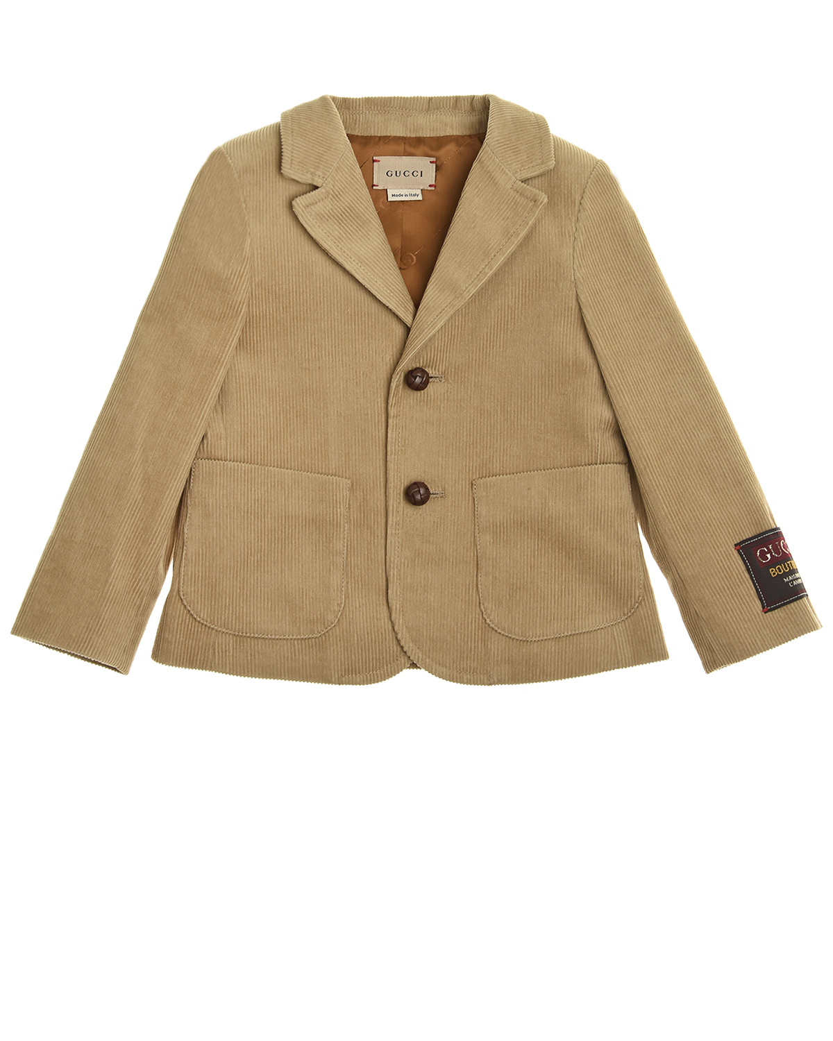 Однобортный пиджак из вельвета GUCCI детский, размер 98, цвет песочный - фото 1
