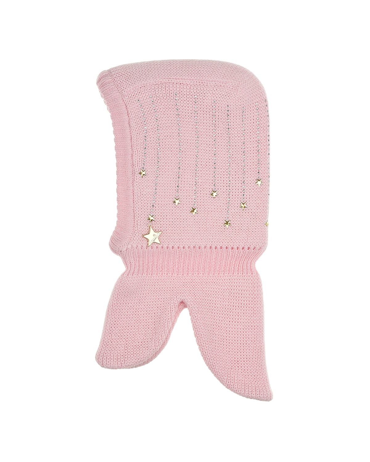 Розовая шапка-шлем со стразами и звездами Il Trenino детская, размер 53, цвет розовый