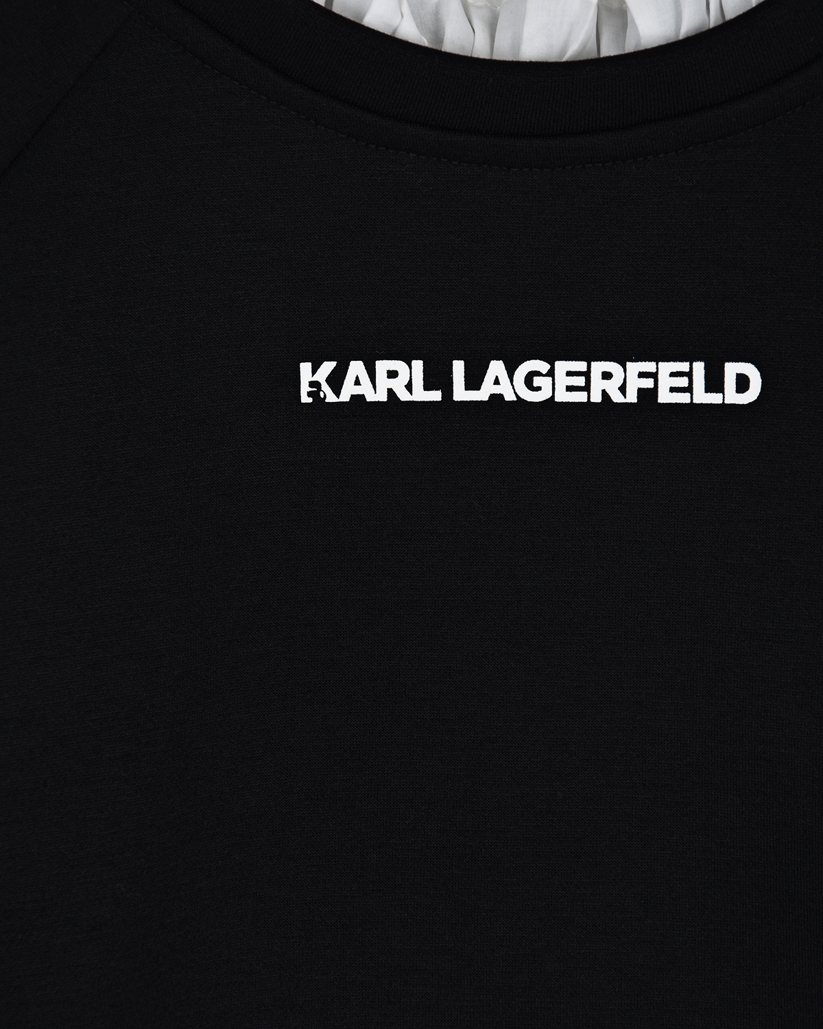 Черный свитшот с белой отделкой воротника Karl Lagerfeld kids детский, размер 164 - фото 3