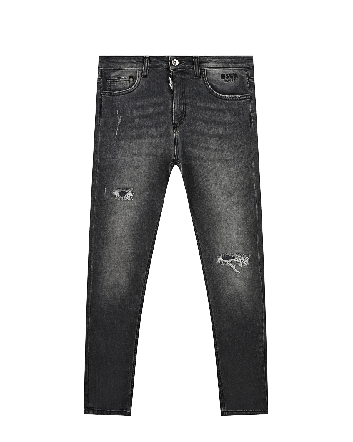 Черные джинсы с разрезами MSGM детские, размер 152, цвет черный
