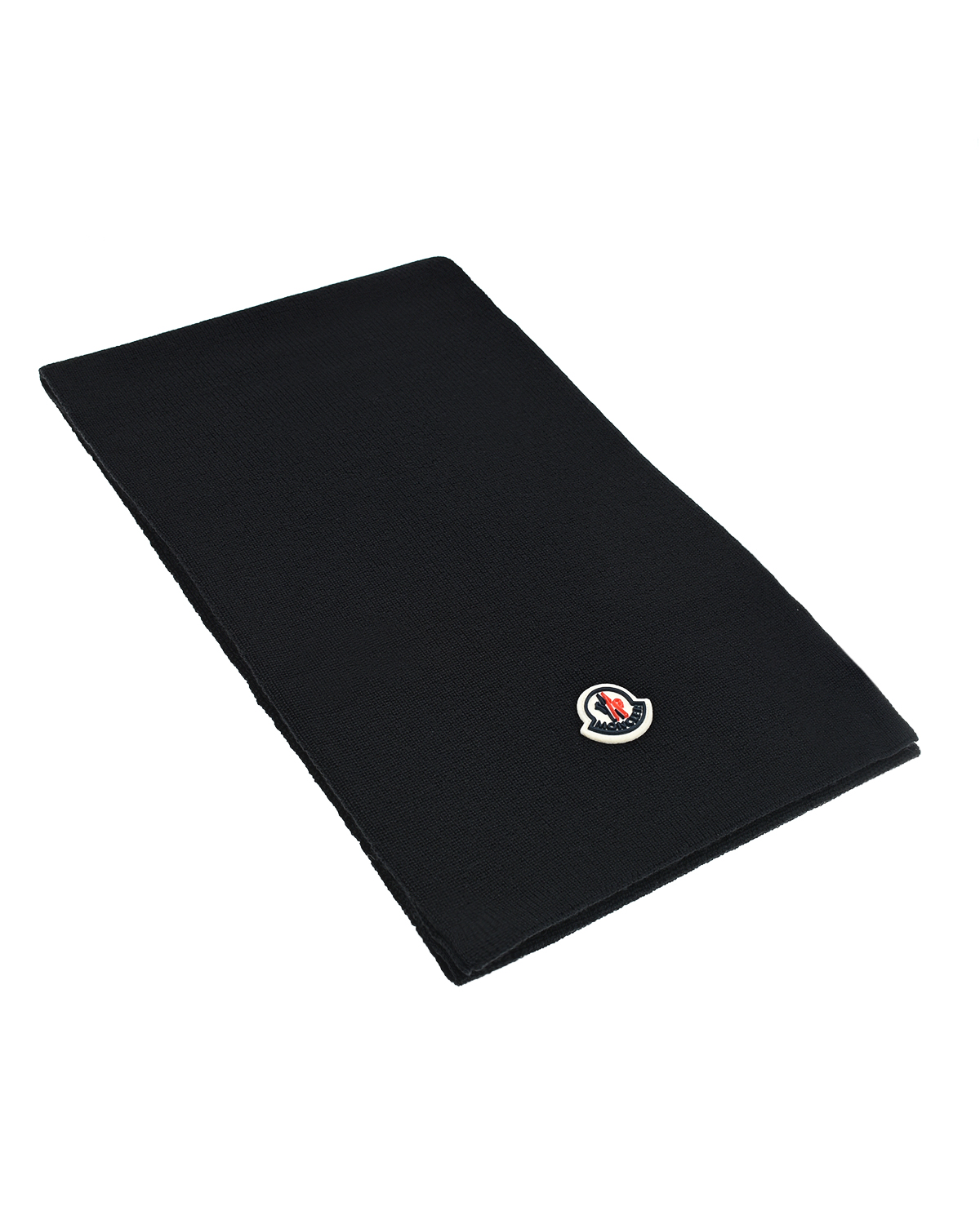 Черный шарф с логотипом (170х25 см) Moncler детский, размер L Черный шарф с логотипом (170х25 см) Moncler детский - фото 1