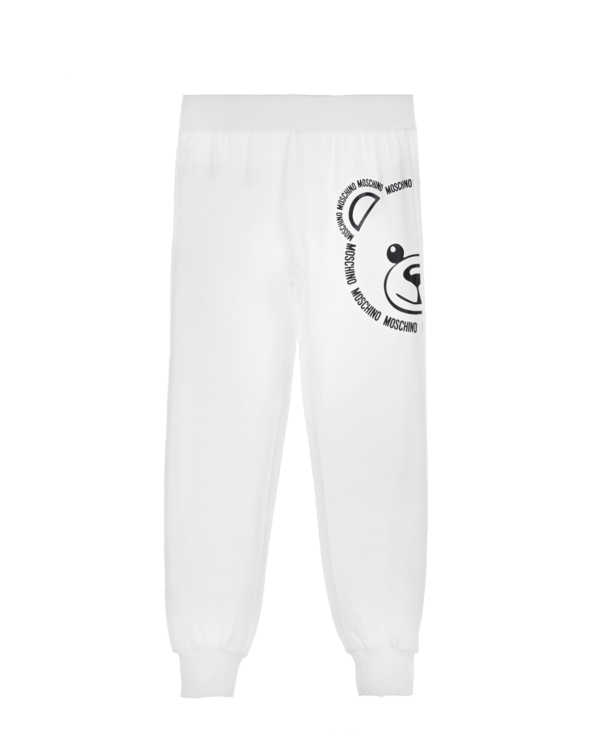 Белые спортивные брюки с принтом "медвежонок" Moschino детские, размер 104, цвет белый - фото 1