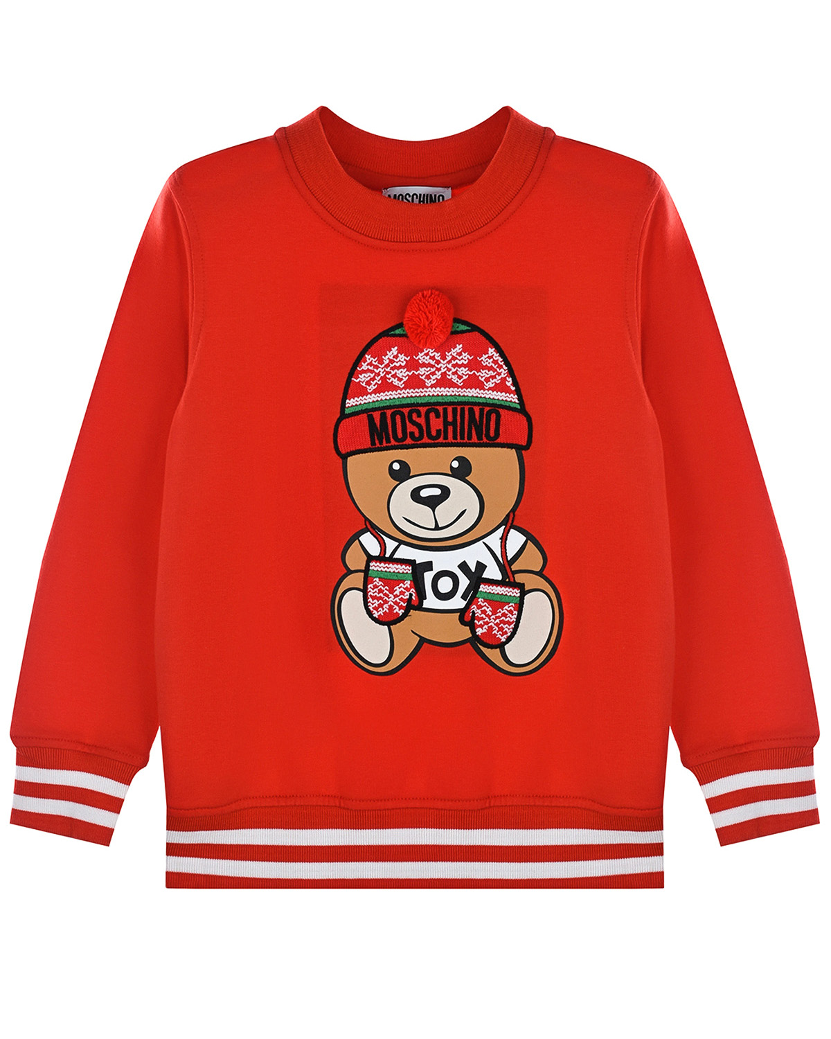 Красный свитшот с принтом "медвежонок" Moschino детский, размер 104 - фото 1