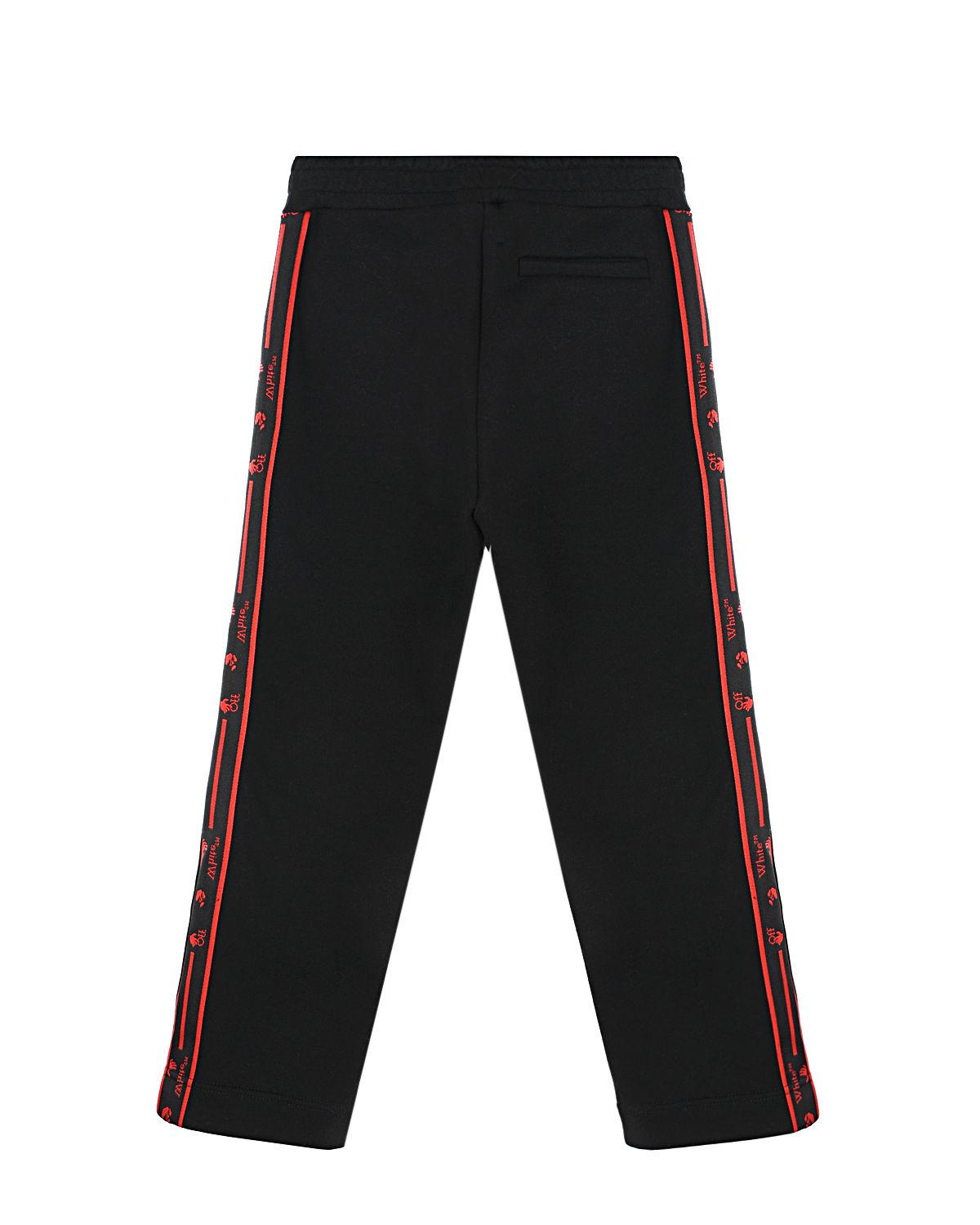 Черные спортивные брюки с красными лампасами Off-White детские, размер 128, цвет черный - фото 2