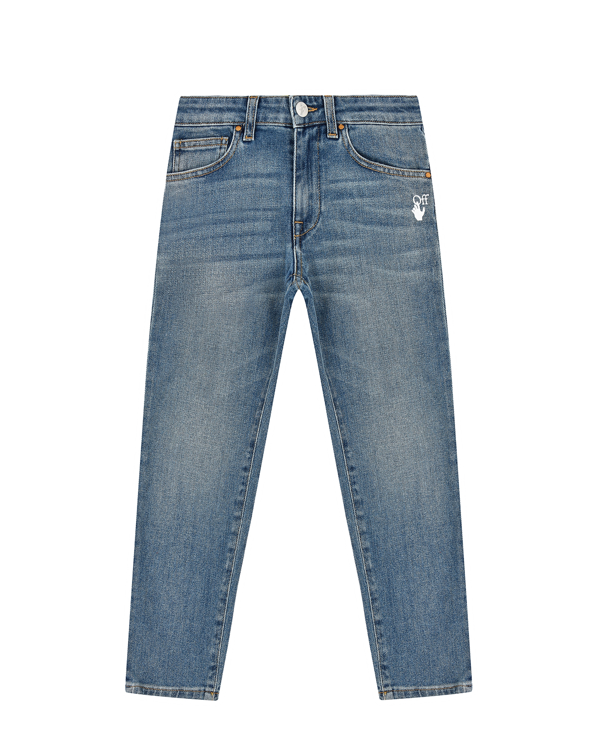 Синие джинсы с белым логотипом Off-White детские