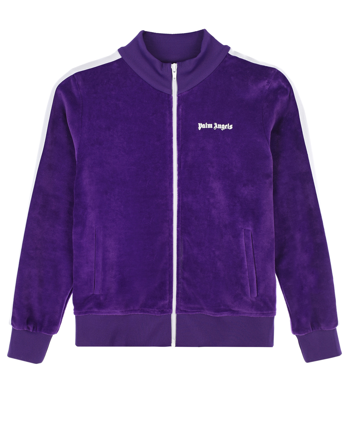 Фиолетовая спортивная куртка с белыми лампасами Palm Angels детская, размер 116, цвет фиолетовый - фото 1