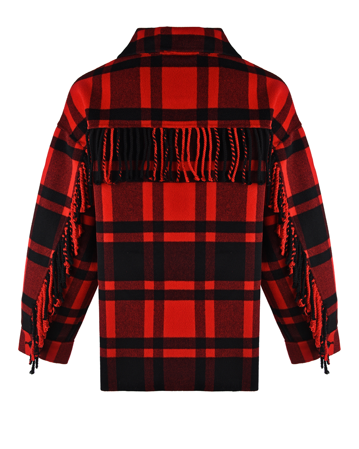 Клетчатая куртка с бахромой Parosh, размер 42, цвет красный - фото 5