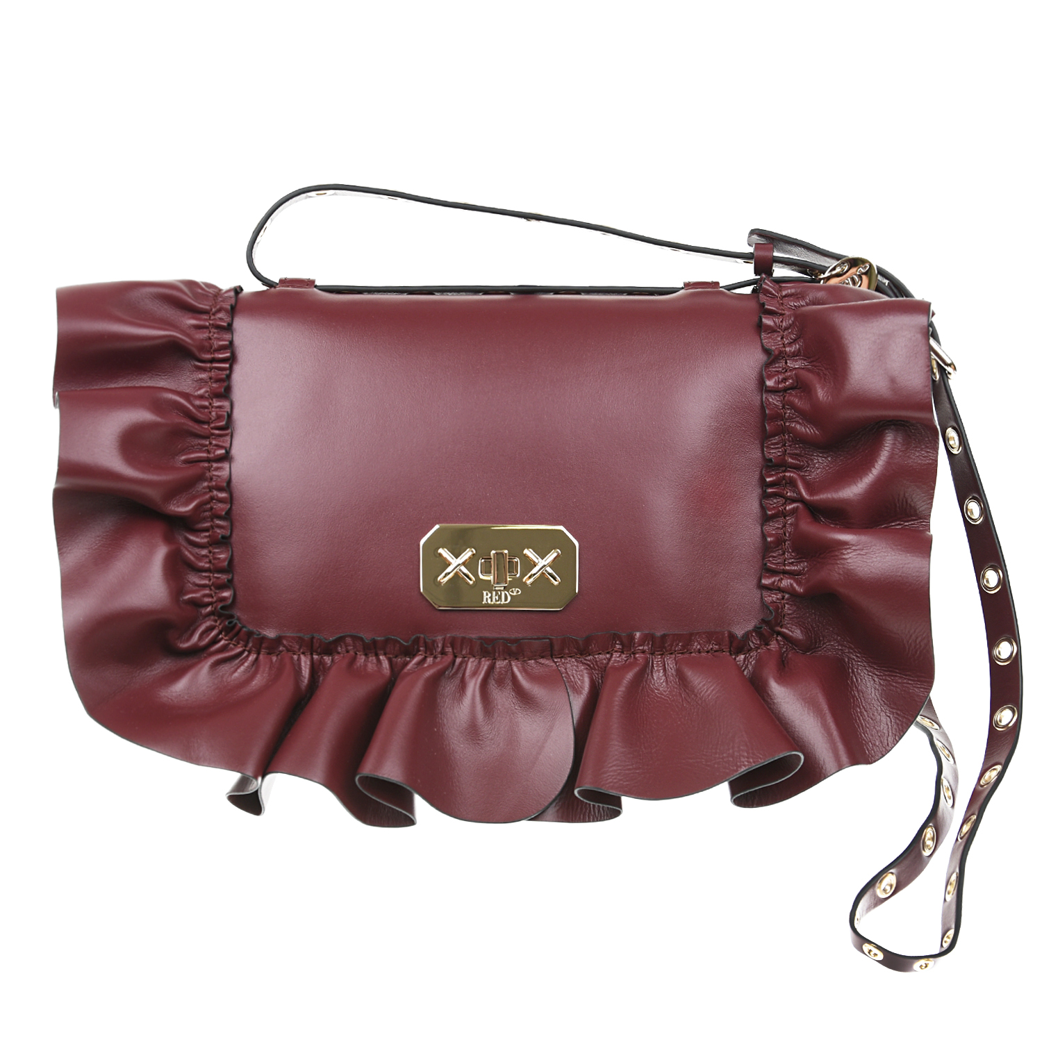 Бордовая сумка с рюшами, 28х7х16 см Red Valentino, размер unica, цвет бордовый