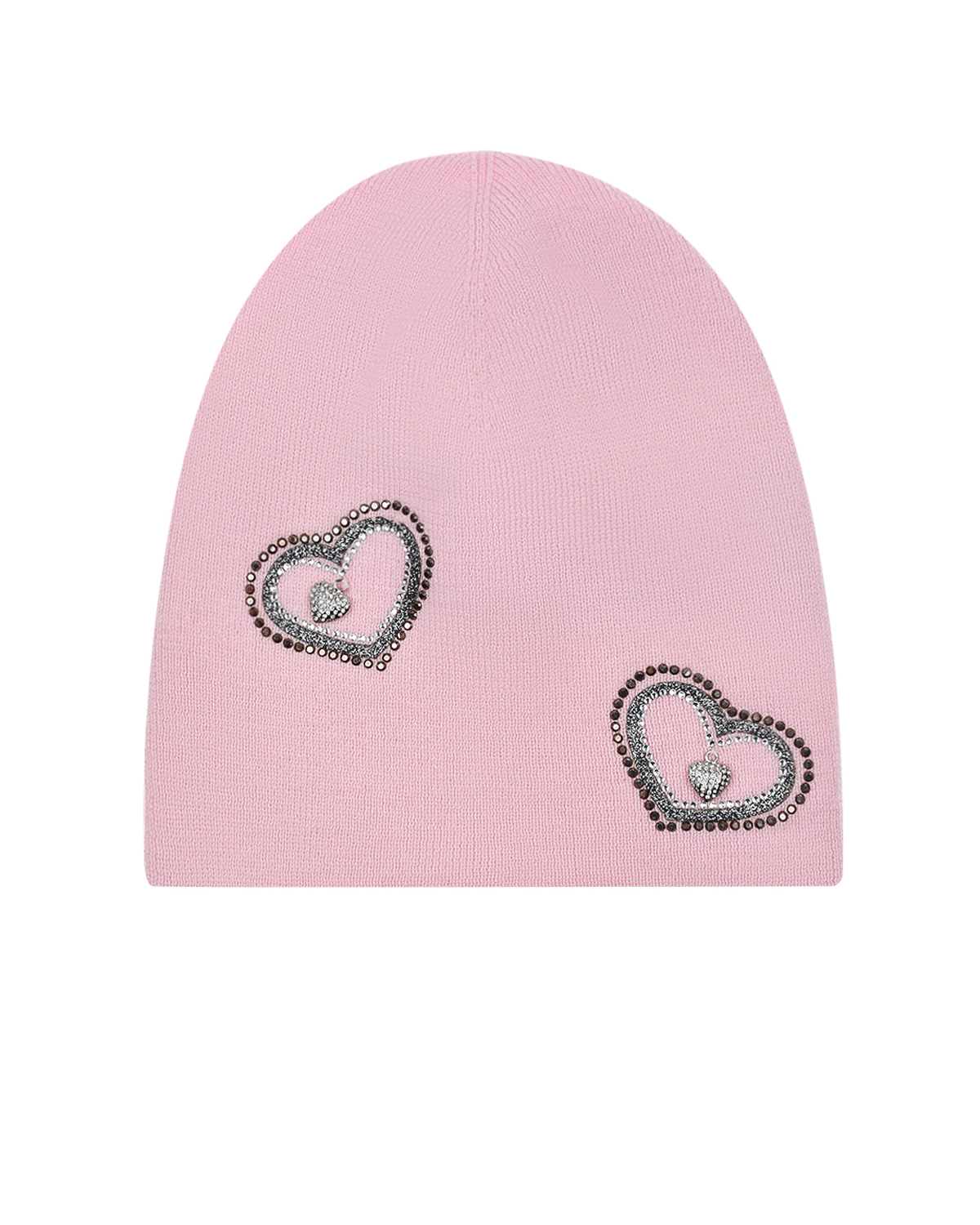 Розовая шапка с деокром "сердца" Regina детская, размер 57, цвет розовый - фото 1