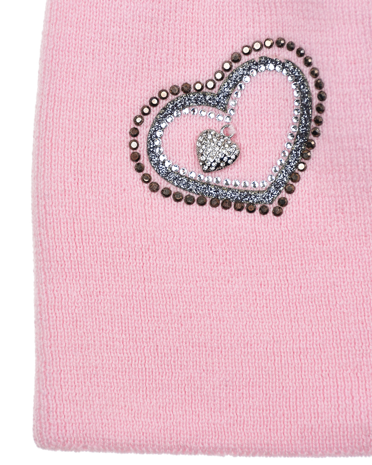 Розовая шапка с деокром "сердца" Regina детская, размер 57, цвет розовый - фото 3