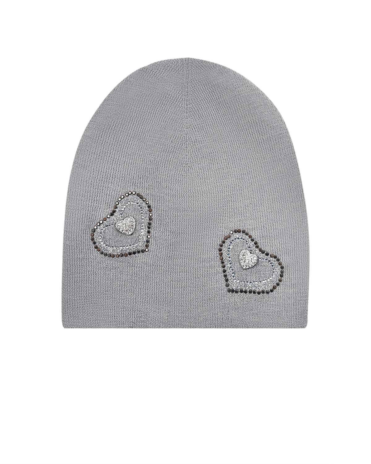 Серая шапка с декором "сердца" Regina детская, размер 57, цвет серый - фото 1