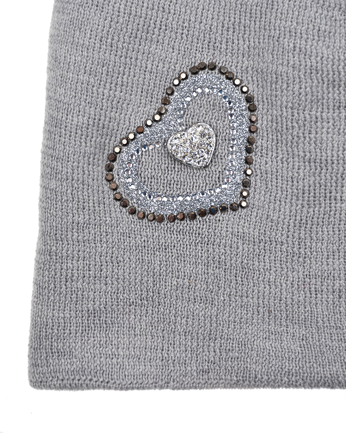 Серая шапка с декором "сердца" Regina детская, размер 57, цвет серый - фото 3