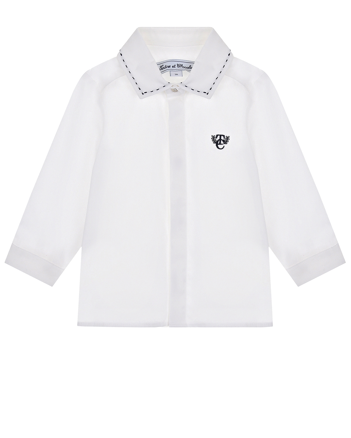 Белая рубашка с отделкой на воротнике Tartine et Chocolat детская, размер 80, цвет белый - фото 1