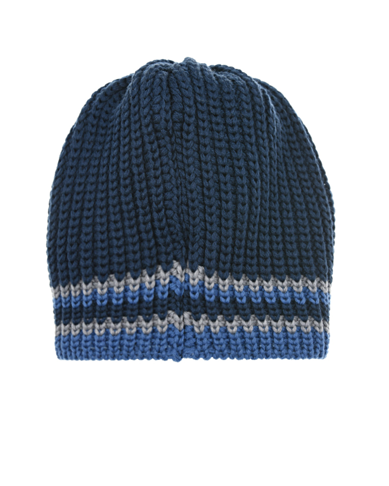 Синяя шапка с полосками Catya детская, размер 55, цвет синий - фото 2