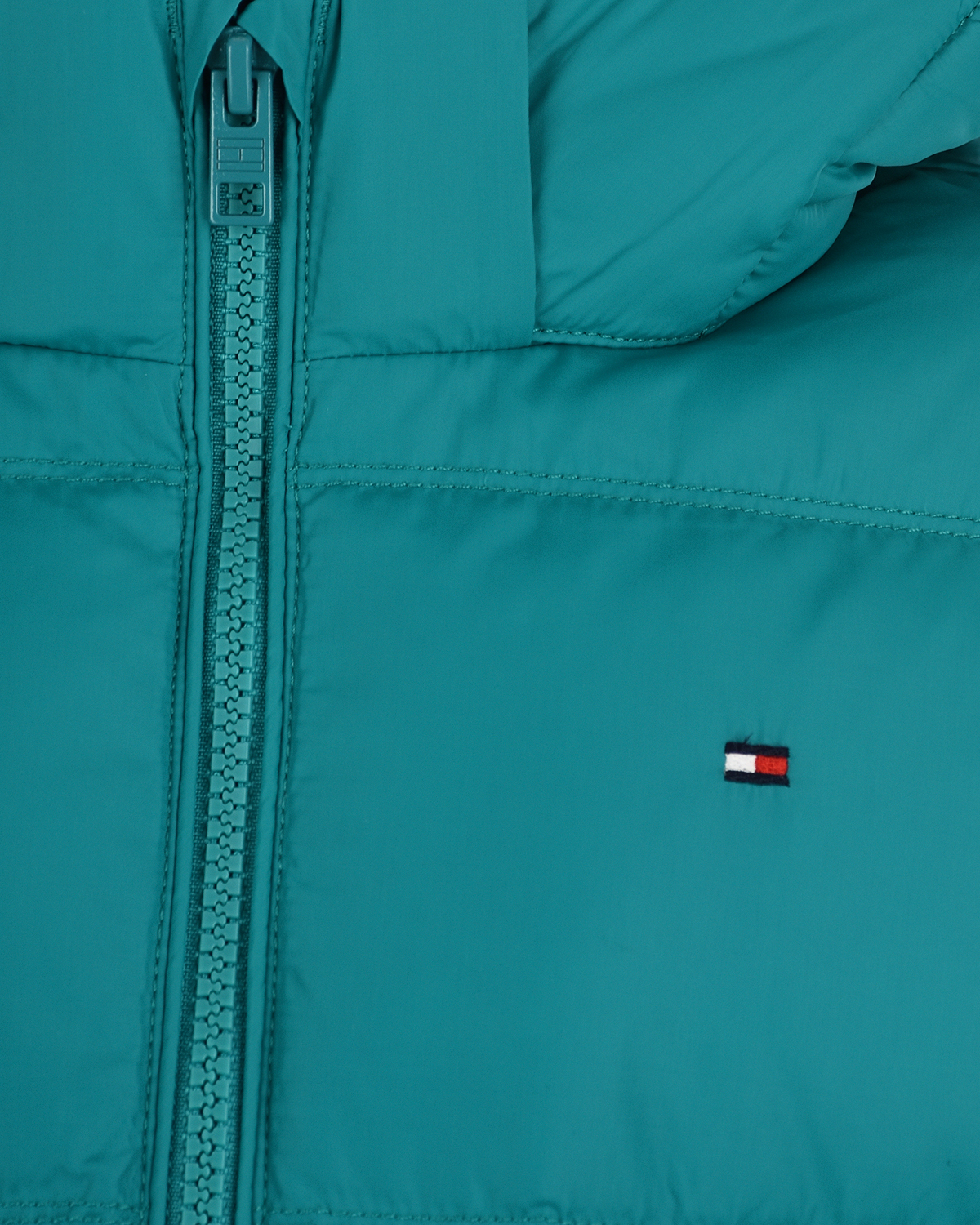 Бирюзовая куртка-пуховик Tommy Hilfiger детская, размер 140, цвет нет цвета - фото 3