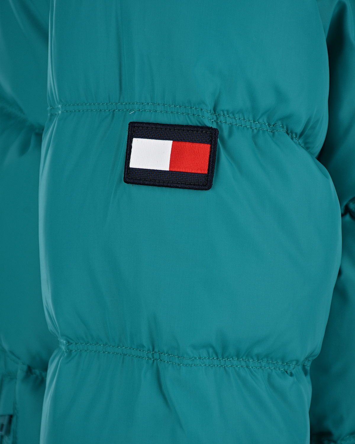 Бирюзовая куртка-пуховик Tommy Hilfiger детская, размер 140, цвет нет цвета - фото 4