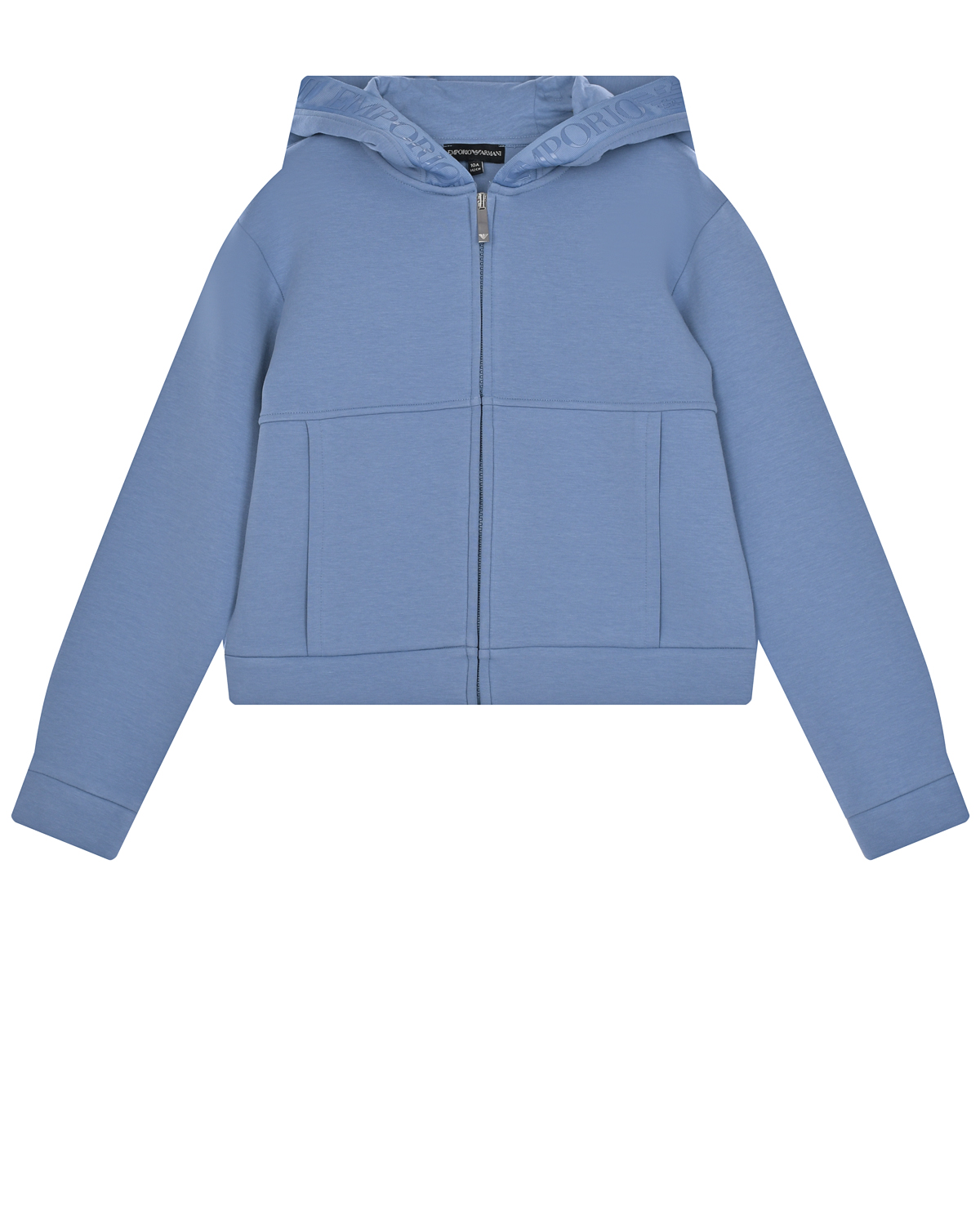 Голубая спортивная куртка с капюшоном Emporio Armani детская, размер 128, цвет голубой