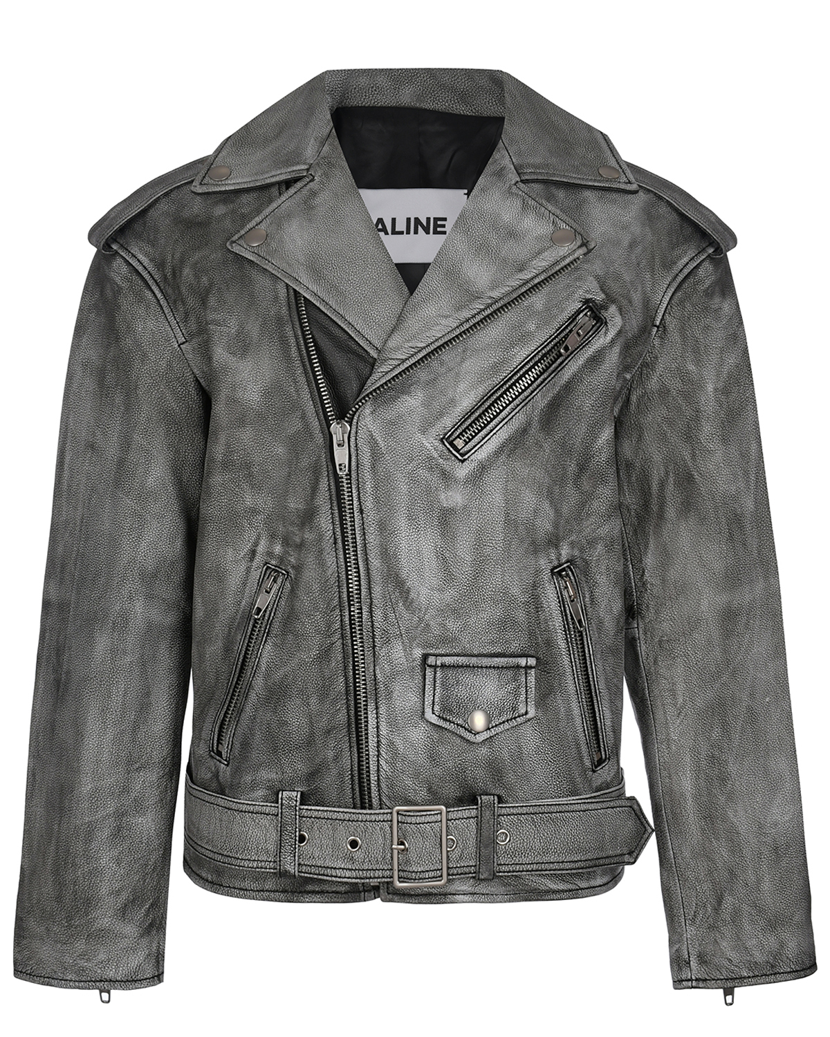 Серая байкерская куртка ALINE, размер 40, цвет серый