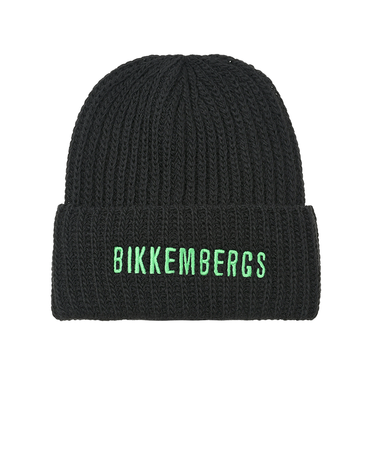 Черная шапка с зеленым лого Bikkembergs детская, размер 2, цвет черный