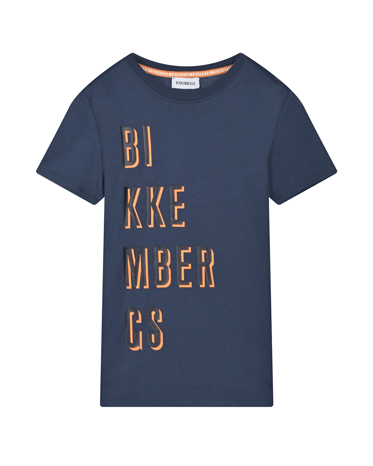 Синяя футболка с оранжевым лого Bikkembergs детская
