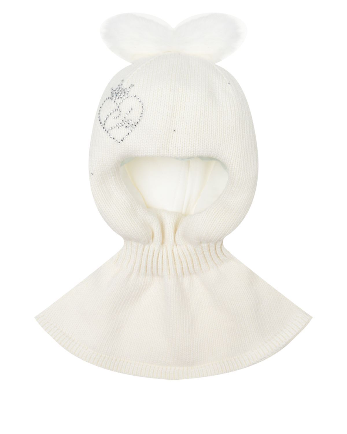 Белая шапка-шлем с декором из страз Chobi детская, размер 45, цвет белый