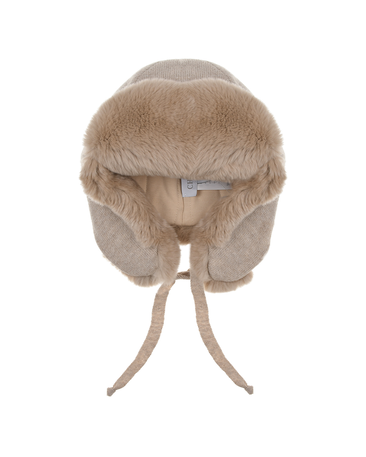 Бежевая шапка-ушанка Chobi детская, размер 55, цвет бежевый