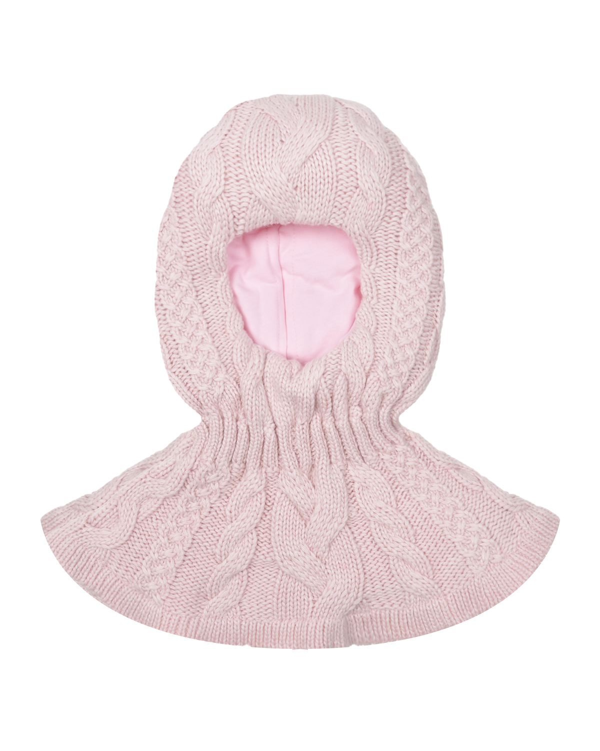 Розовая шапка-шлем с узором "косички" Chobi детская, размер 53, цвет розовый - фото 1