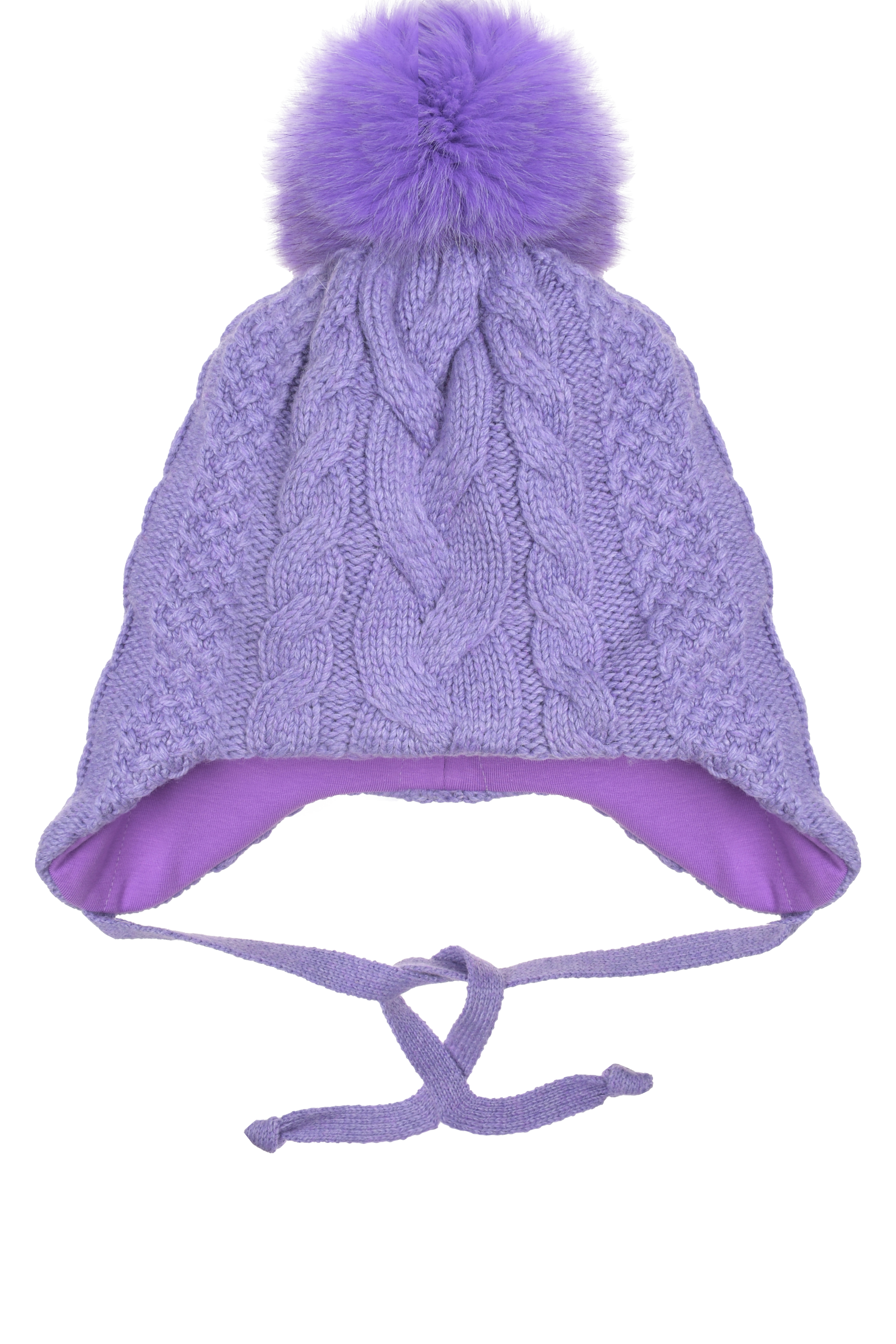 Сиреневая шапка с помпоном Chobi детская, размер 53, цвет сиреневый - фото 1
