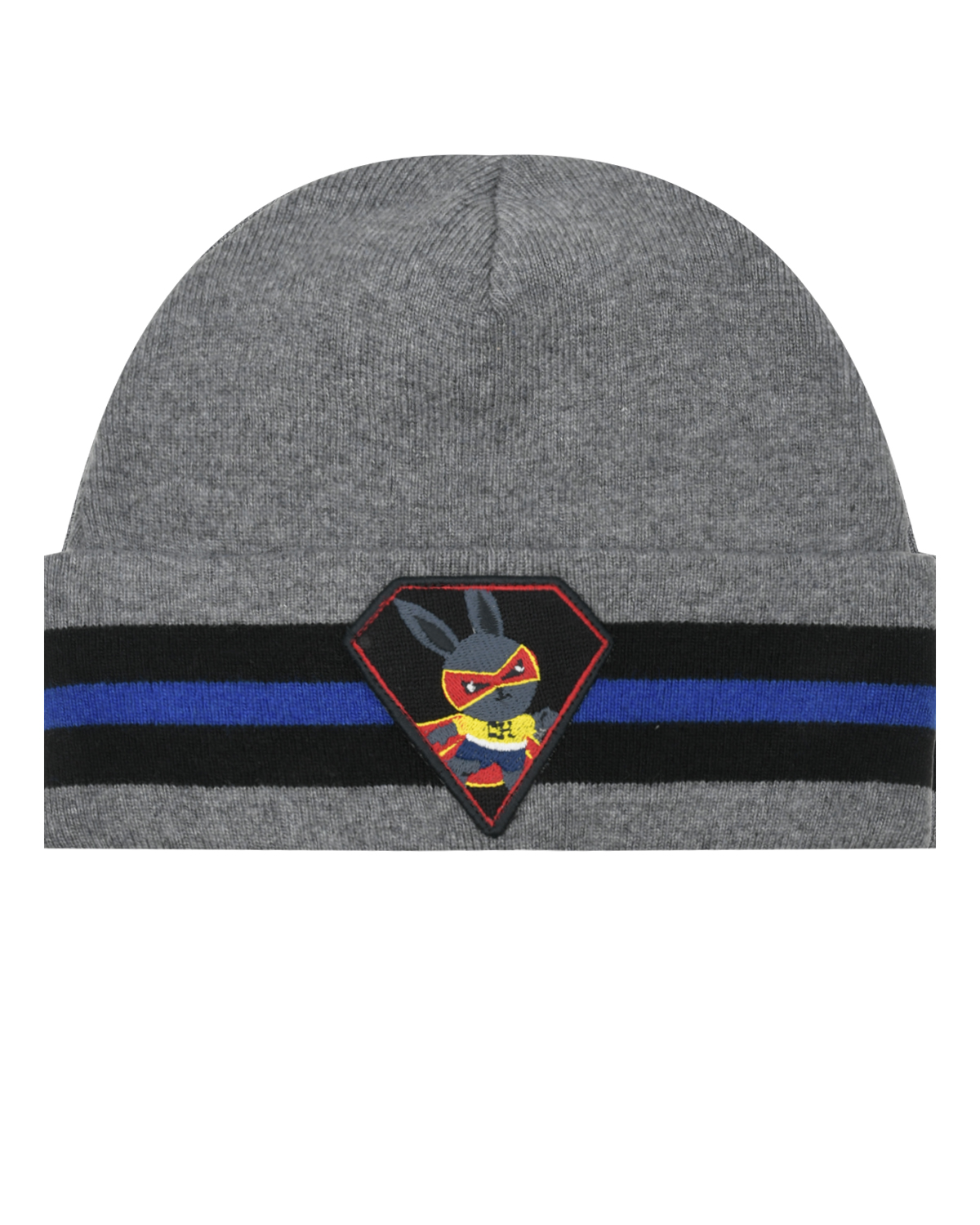 Темно-серая шапка с патчем "заяц" Chobi детское, размер 53, цвет серый