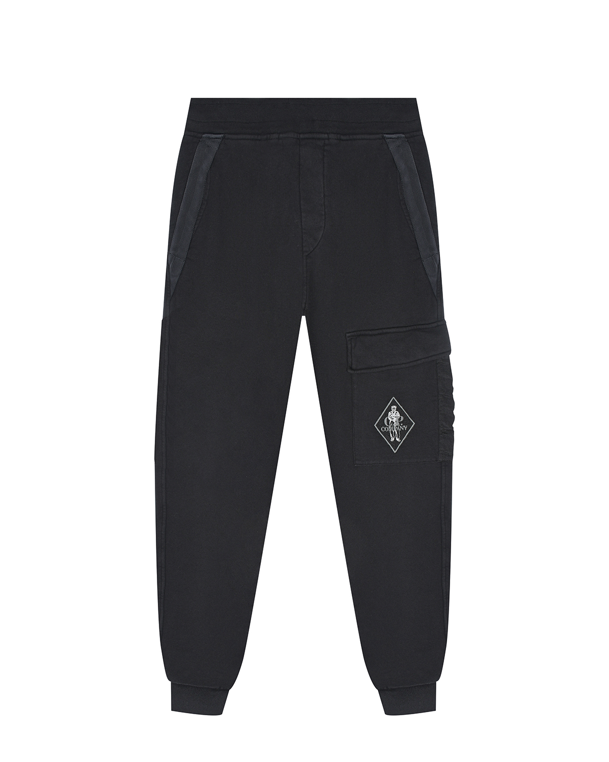 Черные спортивные брюки с накладным карманом CP Company детские, размер 152, цвет черный