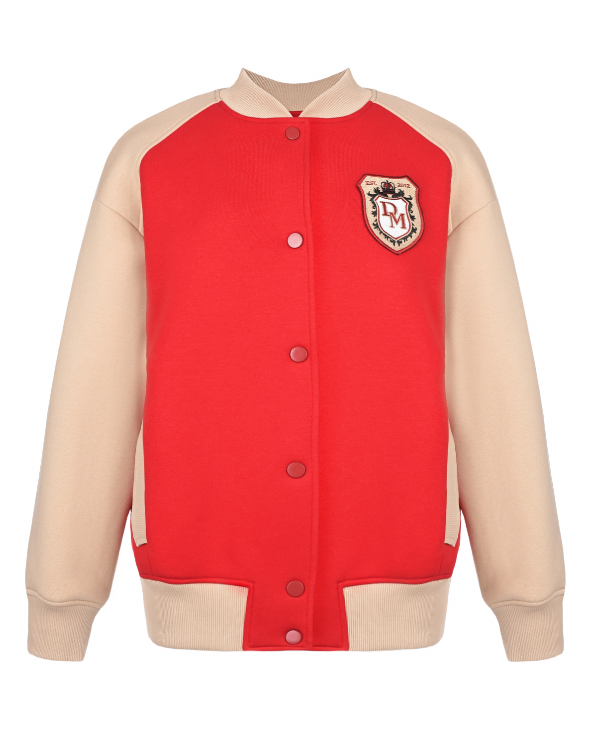 Красная куртка-бомбер с розовыми рукавами Dan Maralex, размер 42, цвет красный