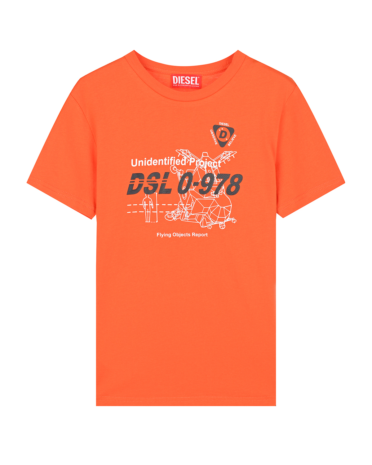 Оранжевая футболка с принтом "DSL 0-978" Diesel детская