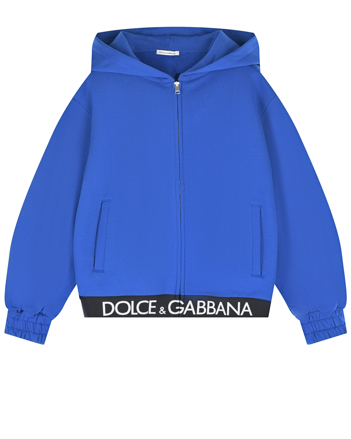 Синяя спортивная куртка с черной резинкой Dolce&Gabbana детская, размер 116, цвет синий - фото 1