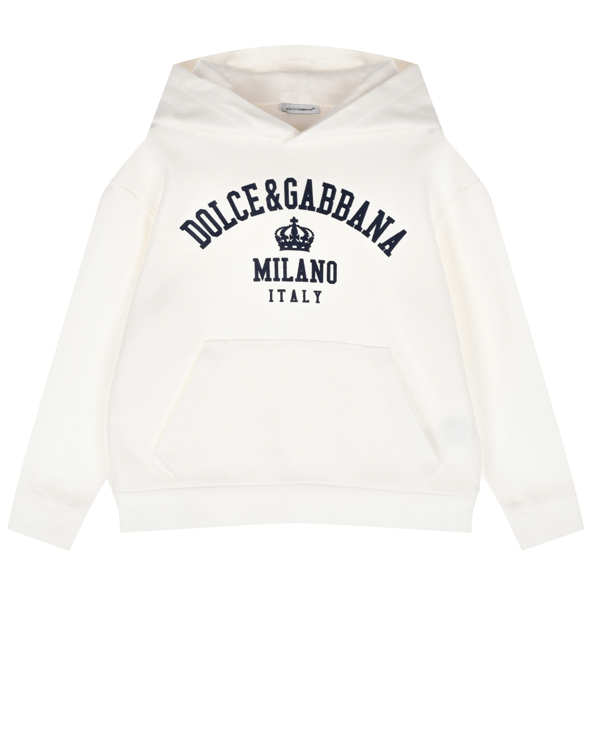 Белая толстовка-худи с черным лого Dolce&Gabbana детская, размер 104, цвет белый - фото 1