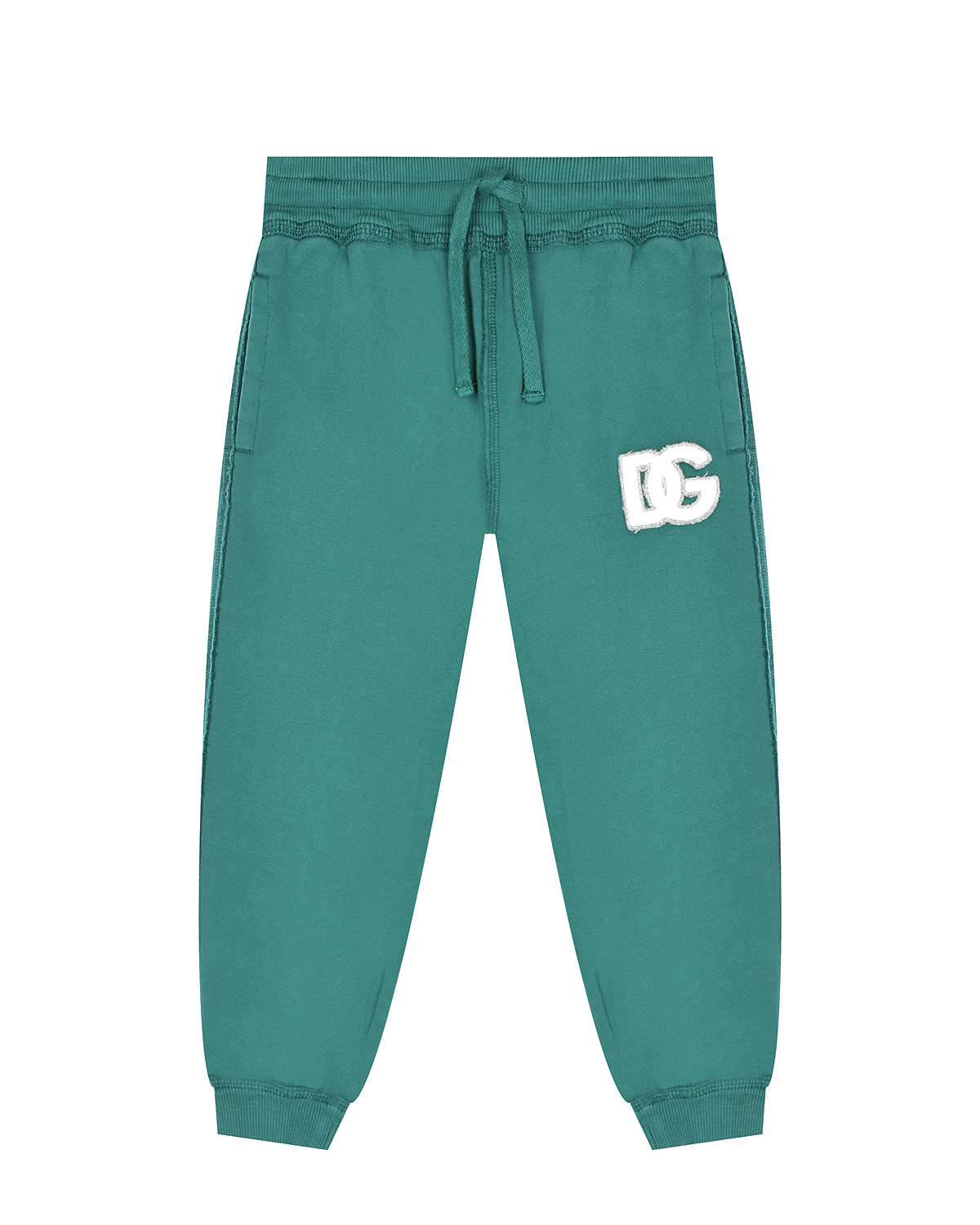 Зеленые спортивные брюки с белым лого Dolce&Gabbana детские, размер 104, цвет зеленый
