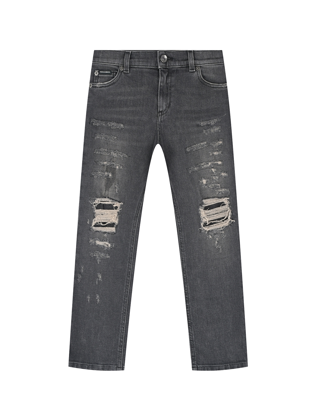 Темно-серые джинсы relax fit с разрезами Dolce&Gabbana детское, размер 140, цвет серый