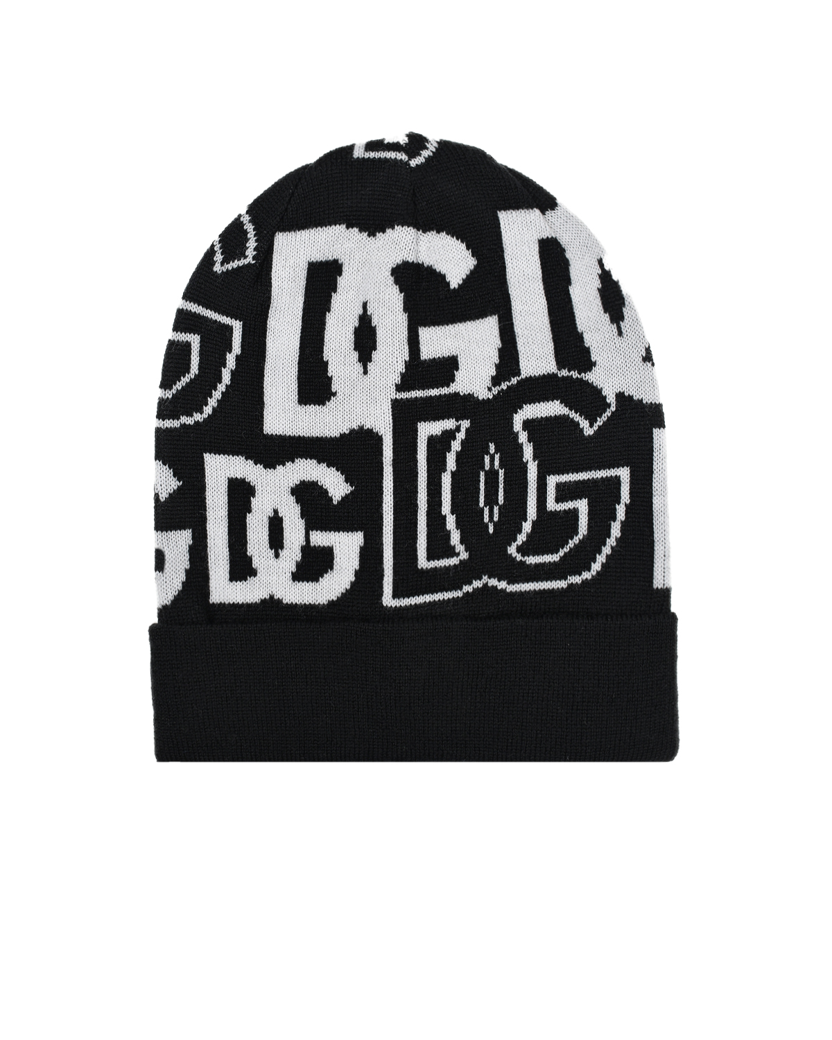Черная шапка с белым лого Dolce&Gabbana детская, размер L, цвет черный
