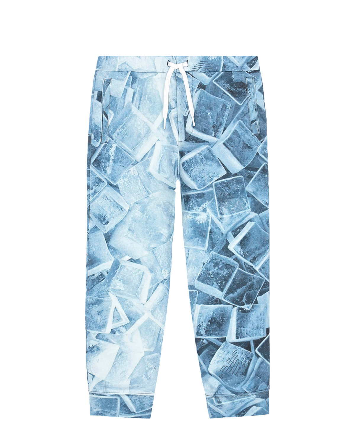 Спортивные брюки с принтом "лед" Emporio Armani детские, размер 152, цвет голубой