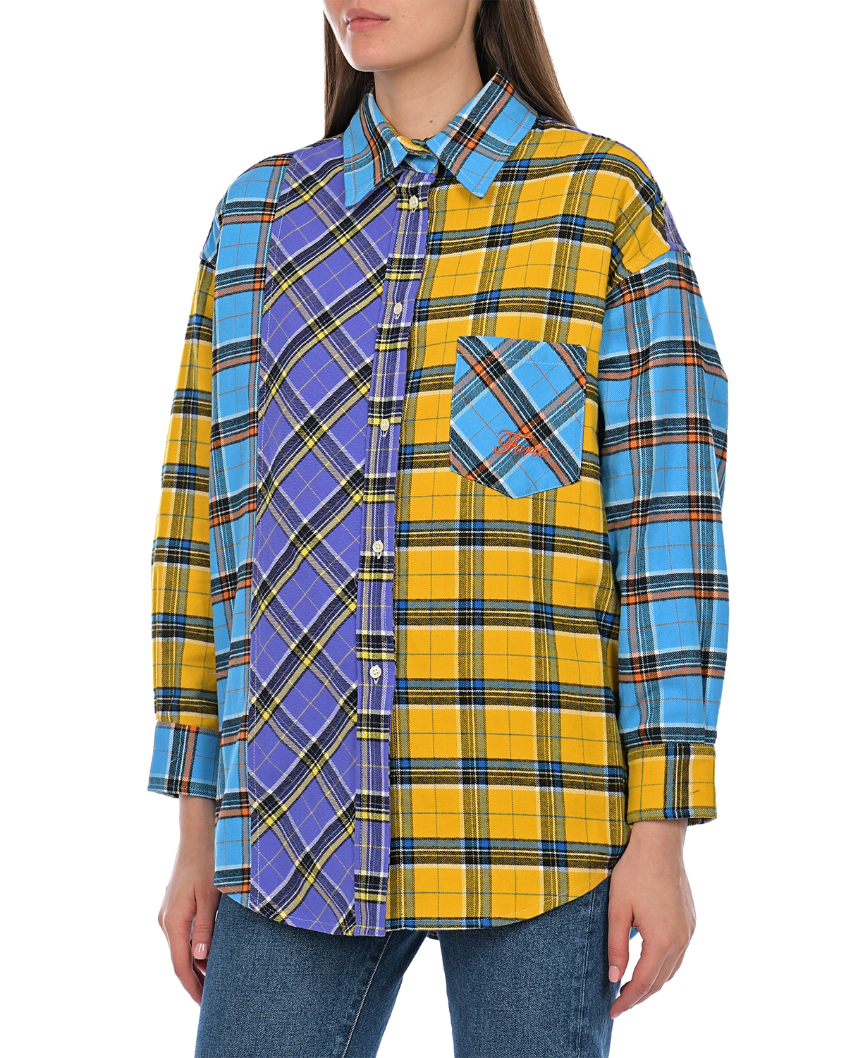 Рубашка в стиле color block Forte dei Marmi Couture, размер 42, цвет мультиколор - фото 6