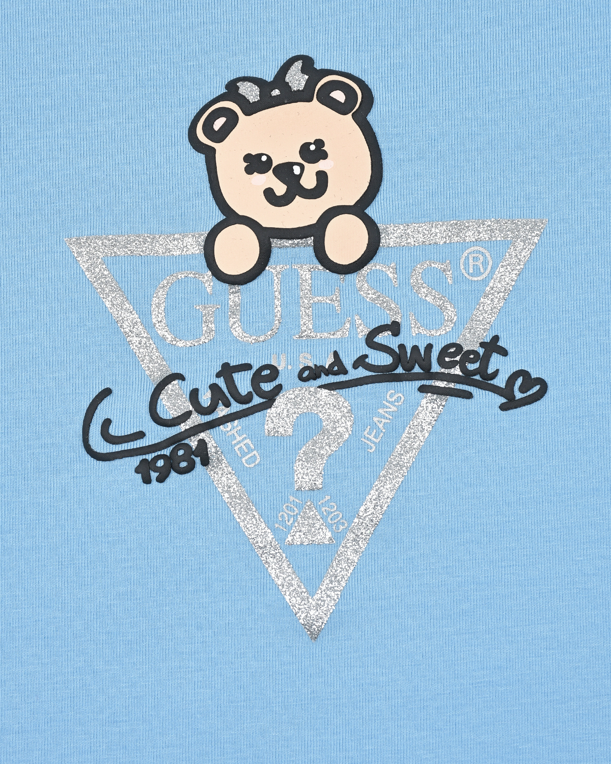 Голубая футболка с принтом "мишка" Guess детская, размер 92, цвет голубой - фото 3
