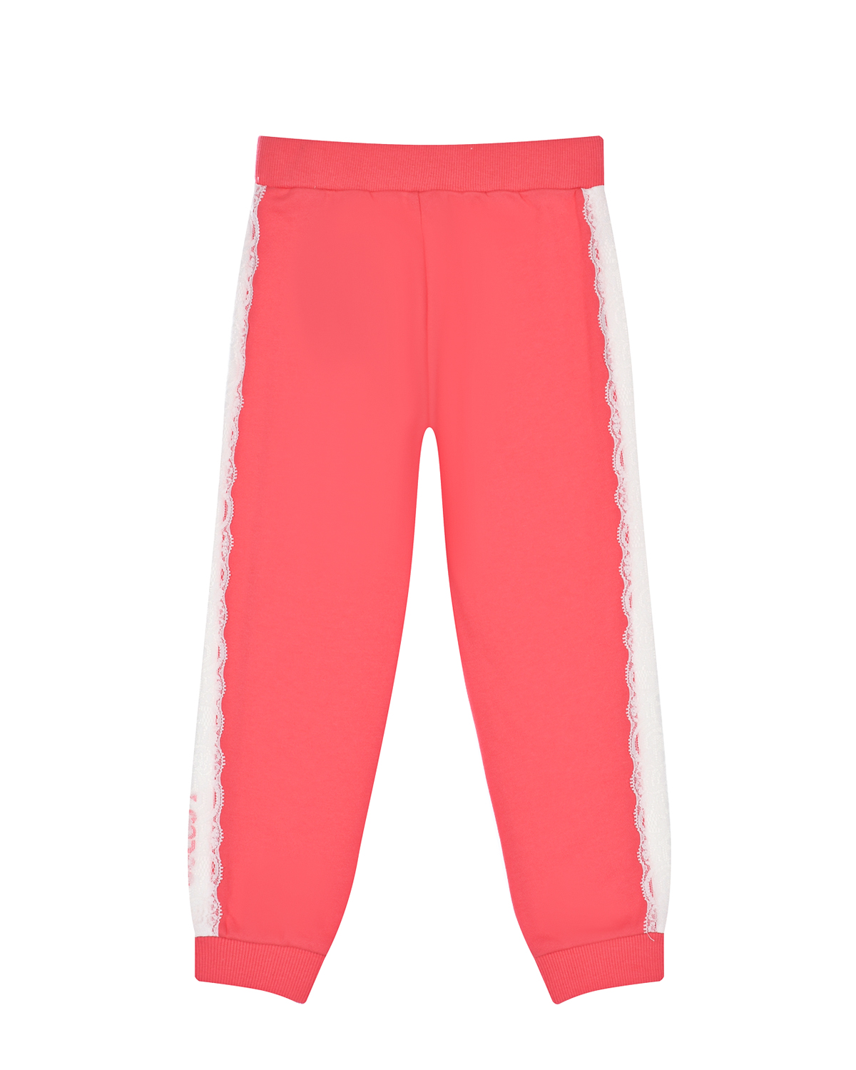 Розово-белые спортивные брюки с кружевными лампасами Guess детское, размер 92, цвет мультиколор - фото 2