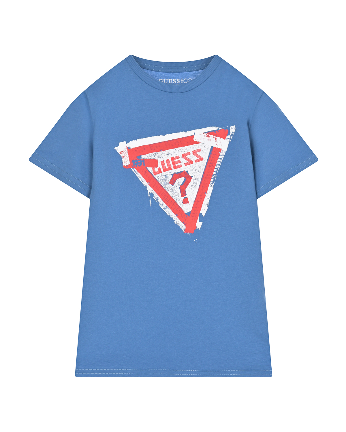 Голубая футболка с треугольным лого Guess детская, размер 128, цвет голубой - фото 1
