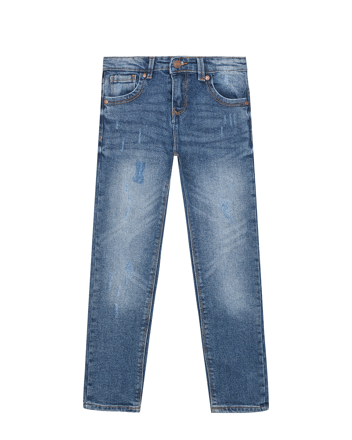 Прямые синие джинсы с разрезами Guess детские, размер 122, цвет синий - фото 1