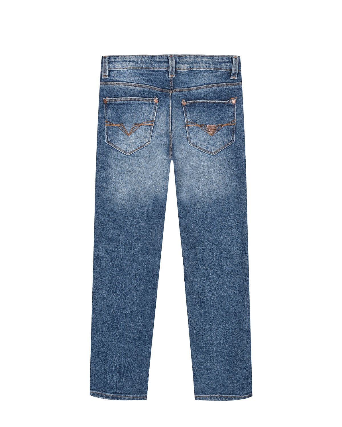 Прямые синие джинсы с разрезами Guess детские, размер 122, цвет синий - фото 2